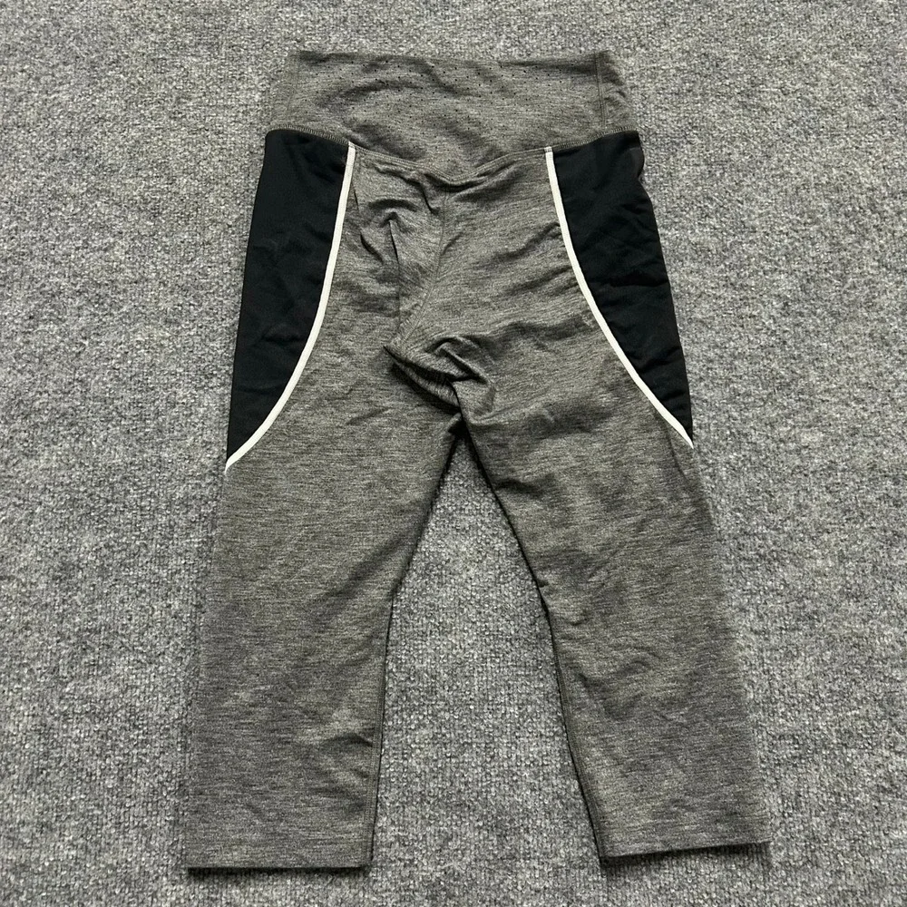 Nike Leggings Womens Size M Grey Dri-Fit Cropped Colorblock Athletic Workout